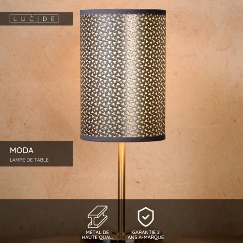 Lucide MODA - Lampe de table - Ø 13 cm - 1xE27 - Gris - USP